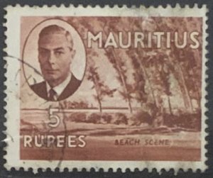 MAURITIUS GVI 1950 5 Rupees  SG289 USED