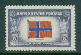 911 5c Flag of Norway Fine MNH