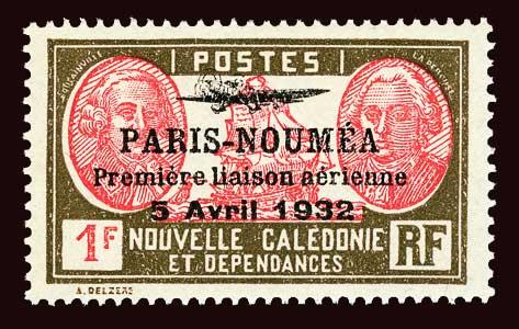 NEW CALEDONIA Scott #199 1933 Paris-Noumea overprint OG VLH