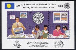 PALAU - 1988 - Praga Stamp Exhibition - Perf Miniature Sheet - Mint Never Hinged