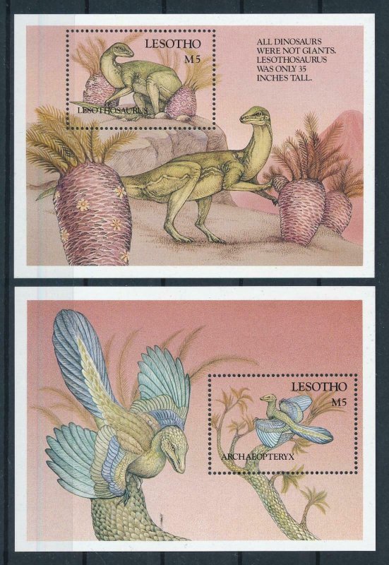 [106427] Lesotho 1992 Prehistoric animals dinosaurs Birds 2 sheets MNH