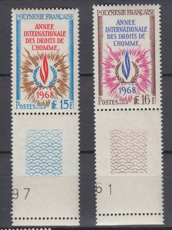 J28019 1968 french polynesia set mnh #243-4 human rights