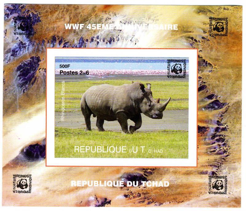 CHAD 2006 WWF 45th. Anniversary Rhino Deluxe s/s Mint (NH) #4