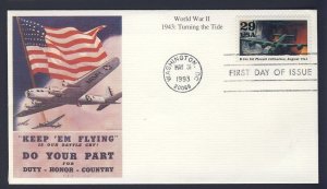 USA POSTAL HISTORY - 1993 - WWII 1943 Turning The Tide - FDC cover