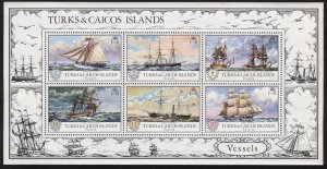 Turks & Caicos 258a (mh s/s) sailing vessels (1973)