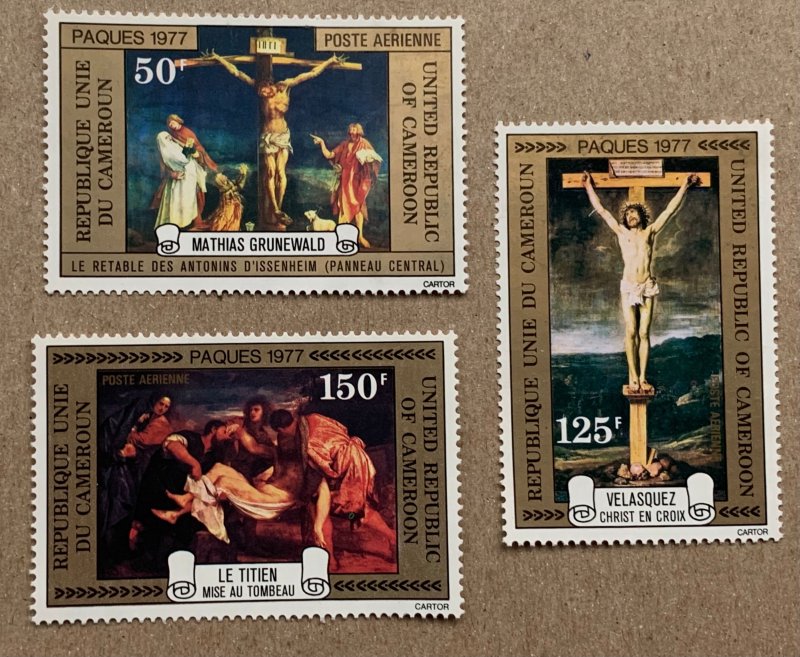 Cameroun 1977 Easter paintings, MNH. Scott C240-C242, CV $5.15. Religion