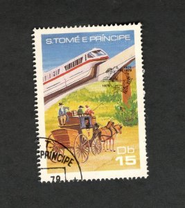 1978  S. Tome E Principe SC #493g Sky Train Horse & Buggy used stamp