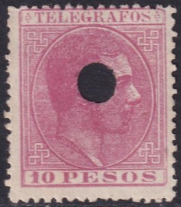 Philippines 1880 telégrafo Ed 8 telegraph punch (taladrado) cancel