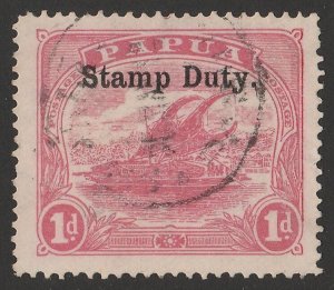 PAPUA 1912 'Stamp Duty' on Lakatoi 1d rose-pink Postal Fiscal