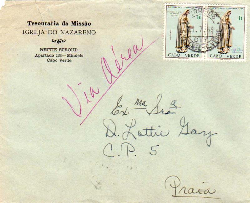 Cape Verde 1E Apparition of Virgin Mary at Fatima (2) 1969 Correios, S. Vicen...