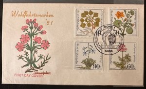 CM) 1981. GERMANY. FLOWERS. FDC. YOUTH SEAL. XF