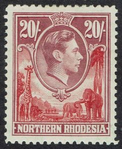 NORTHERN RHODESIA 1938 KGVI GIRAFFE AND ELEPHANTS 20/-