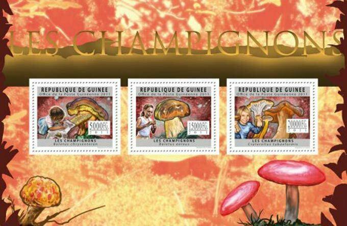 Guinea - Mushrooms - 3 Stamp  Sheet - 7B-1635
