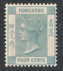 HONG KONG 38 MINT LH, 4c SLATE VICTORIA, WMK CA