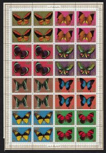 Ajman Butterflies 8v Full Sheet of 4 sets 1971 MNH MI#747A-754A