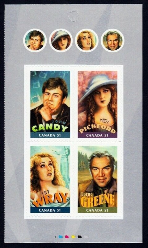 HOLLYWOOD ACTORS = Back Booklet Page of 4 stamps = Canada 2006 #2154 BK326 MNH