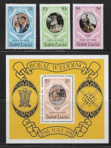 St. Lucia 543-546 Diana Wedding set and s.s. MNH c.v. $1.50