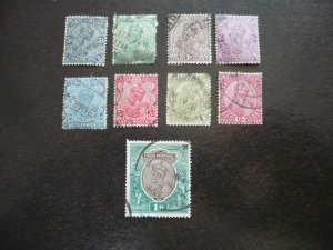 Stamps -India-Scott#106-108,110,113,115,116,119,120-Used Partial Set of 9 Stamps