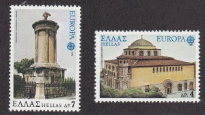 Greece # 1255-1256, Europa - Buildings, Statue, NH, 1/2 Cat.