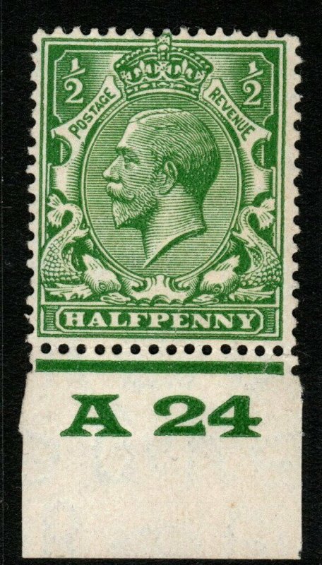 GB SGN33(6) 1924 ½d YELLOW-GREEN CONTROL A24 MNH