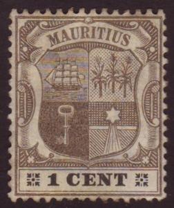 Mauritius 1901 SG#138 1c Grey & Black Arms USED-Good-NH.