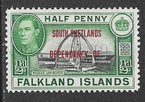 FALKLAND ISLANDS SOUTH SHETLANDS 1944 1/2d Whales Jaw Bones Pictorial Sc 5L1 MH