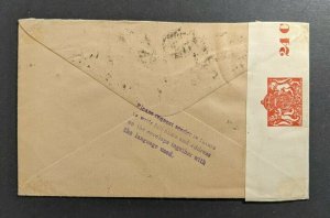 1941 Munnar Travancore India Censored Cover to New York City India Censor