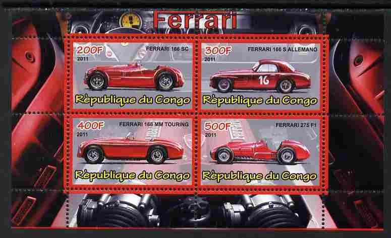 CONGO - 2011 - Ferrari Cars #3 - Perf 4v Sheet - MNH - Private Issue