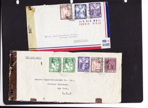 KAPPYS STAMPS WORLD WAR TWO  1940'S BRITISH GUIANA 2 CENSORED COVERS TO USA  J46