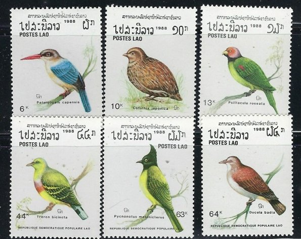 Laos 877-82 MNH 1988 Birds (an3265)