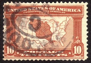 1904, US 10c, Map of Louisiana, Used, Sc 327