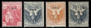 Italian Colonies, Libya #B1-B4 (Sass.13-16) Cat€60, 1915-16 Semi-Postals, s...