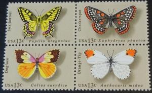 1977 13c Butterfly 1712-1715 Block of 4 Mint NH