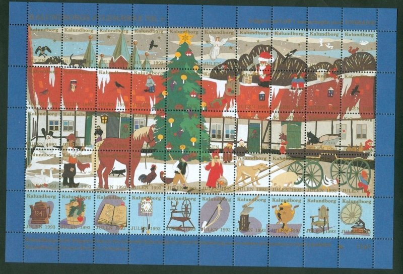 Denmark 1993 Christmas Sheet Kalundborg  Museum.Santa,Animals,Farm,Cat,Dog,Horse