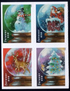 Scott #5816-5819a Snow Globes Booklet Title Block of 4 Forever Stamps - MNH UV