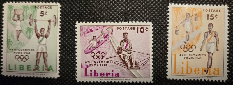 Liberia 1960 Olympics #390-392 Set of 3 MH SCV $2.10