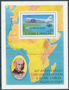 Sao Tome & Principe 1979 MNH Aviation Stamps 1st Airmail Aircraft 1v S/S