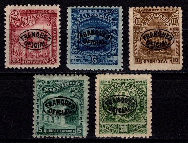 El Salvador 1896 Second Issue Optd. ‘FRANQUEO OFICIAL’, Part Set [Unused]