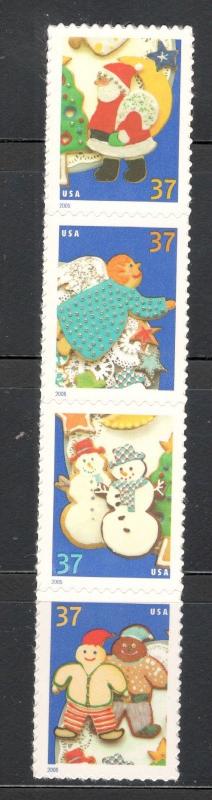3949-52 Christmas Cookies Strip Of 4 Mint/nh FREE SHIPPING