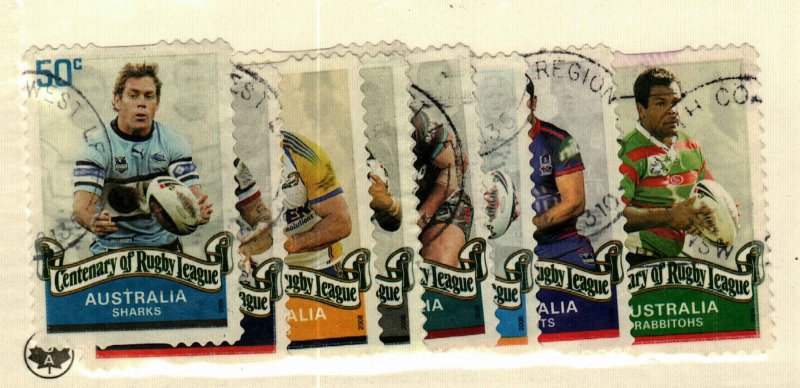 Australia #2825-7, 2832, 2835-5, 2837-8 Rugby Teams used