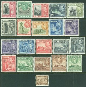 EDW1949SELL : MALTA 1938-43 Sc #191-205. 6 Cplt sets VF MOG LH some NH Cat $286+