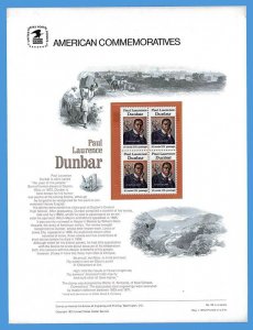 USPS COMMEMORATIVE PANEL #49 PAUL LAURENCE DUNBAR #1554