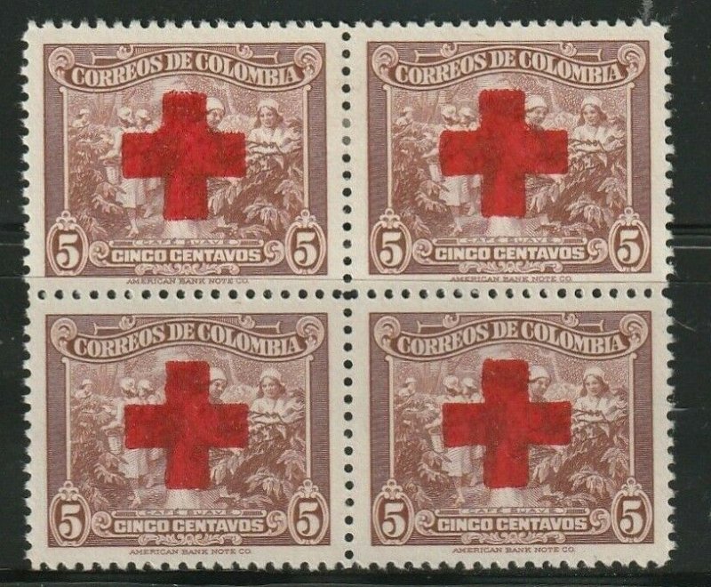 COLOMBIA STAMP BLOCK SC# RA26 1946 RED CROSS H