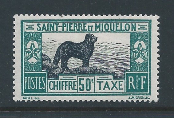 St. Pierre & Miquelon #J27 MH 50c Newfoundland Dog Postage Due
