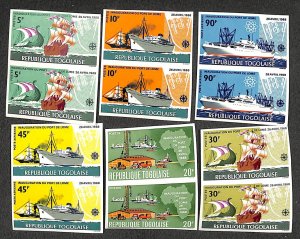 Togo 1968, New harbour 6v, imperforated pairs, MNH