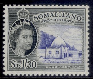 SOMALILAND PROTECTORATE QEII SG145, 1s 30 ultramarine & black, M MINT. Cat £27.