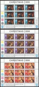 Uu0906 Tonga Art Paintings Christmas 1996 Virgin'S Nativity 3Sh Mnh