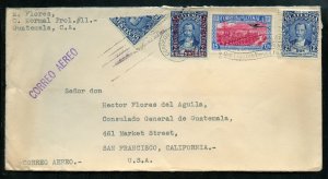 Guatemala 1941 with BISECT Stamp on an Airmail Cover to Consulate San Francisco