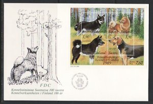 Finland, Scott cat. 794a-d. Various Dogs. Large First day cover. ^