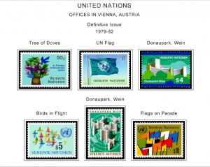 COLOR PRINTED UN - VIENNA 1979-2010 STAMP ALBUM PAGES (105 illustrated pages)